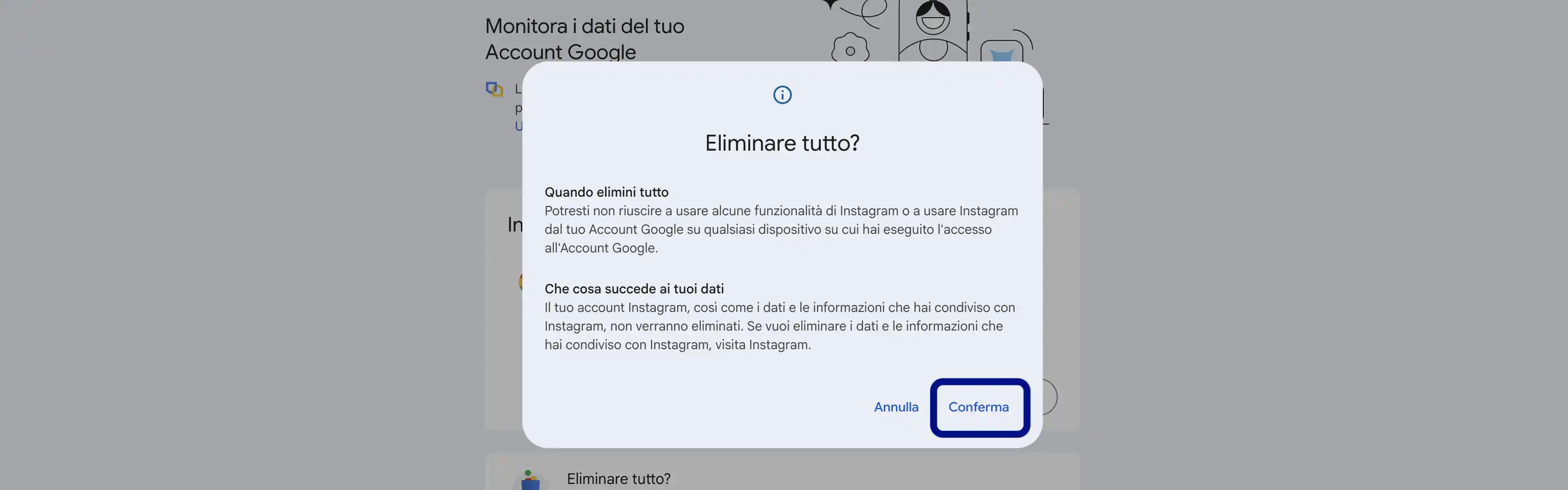 Eliminare l'account a cui si &egrave; iscritti