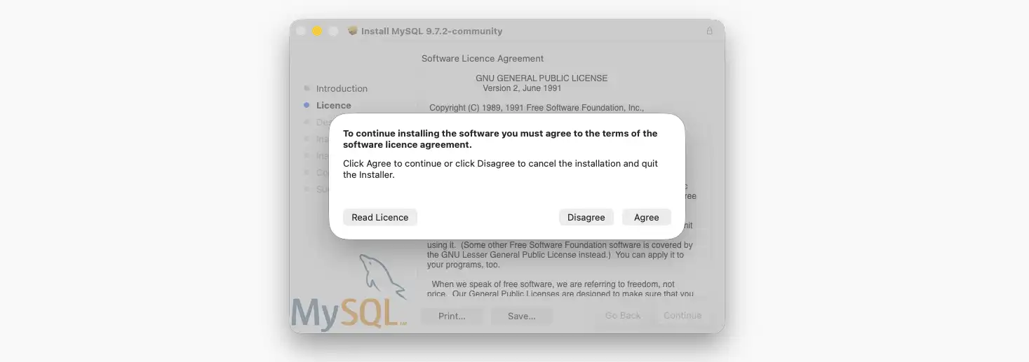 Licenza Mac MySQL